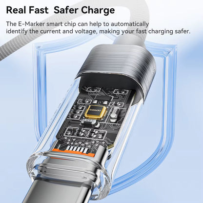 Type C to Type C Cable 100W PD Display Fast Charging Charger USB C to USB C Transparent Cable for Xiaomi Macbook
