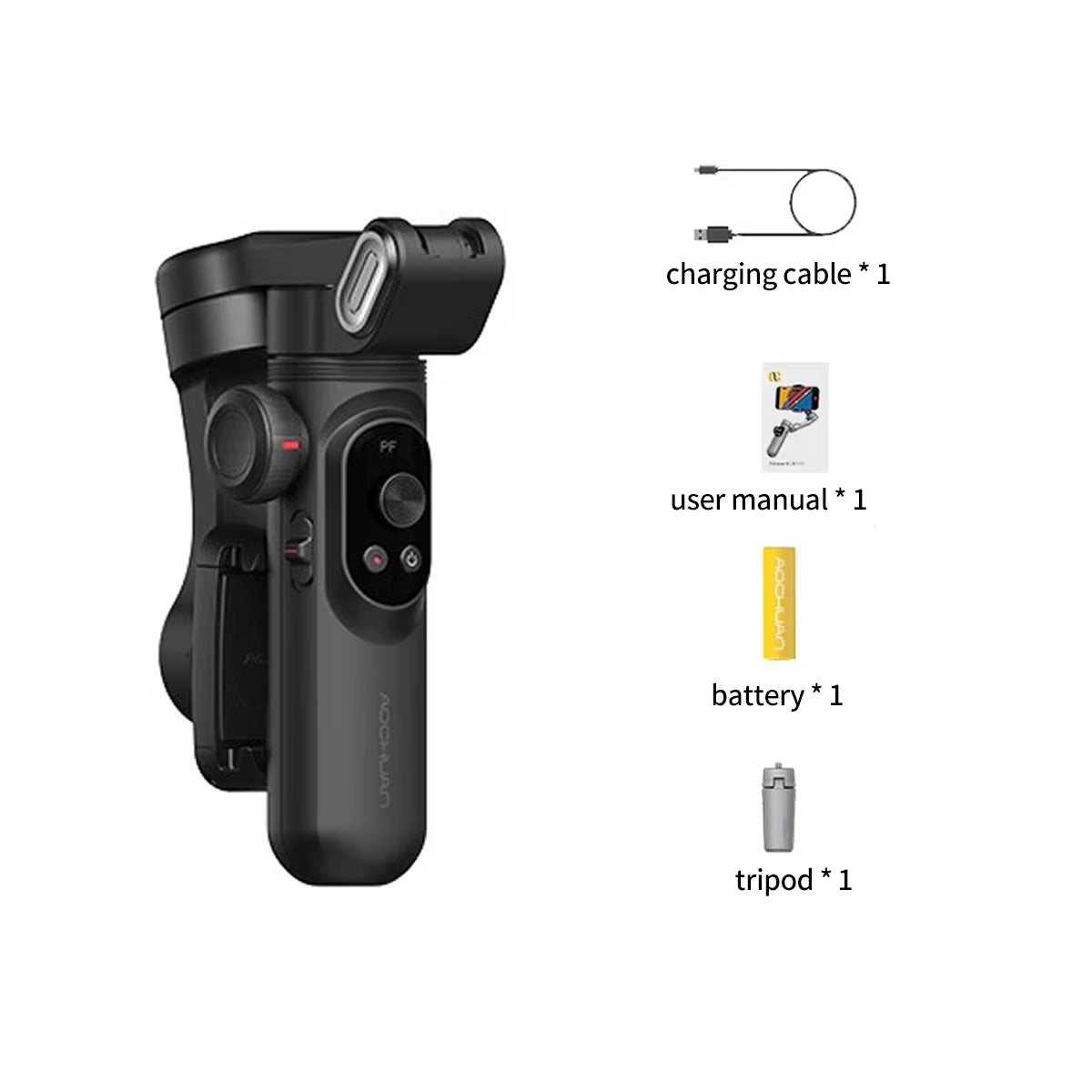 AOCHUAN Gimbal Stabilizer 3-Axis Smart X Pro Professional for Smartphone Wireless Charging OLED Display LED Light Focus Wheel