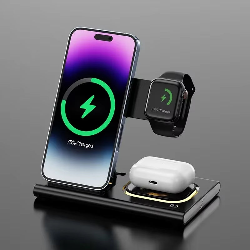 30W 3 in 1 Watch Wireless Charger for Iphone 15 14 13 12 Pro Max Apple Watch 8 7 6 Airpods Foldable Fast Charging Dock Station
