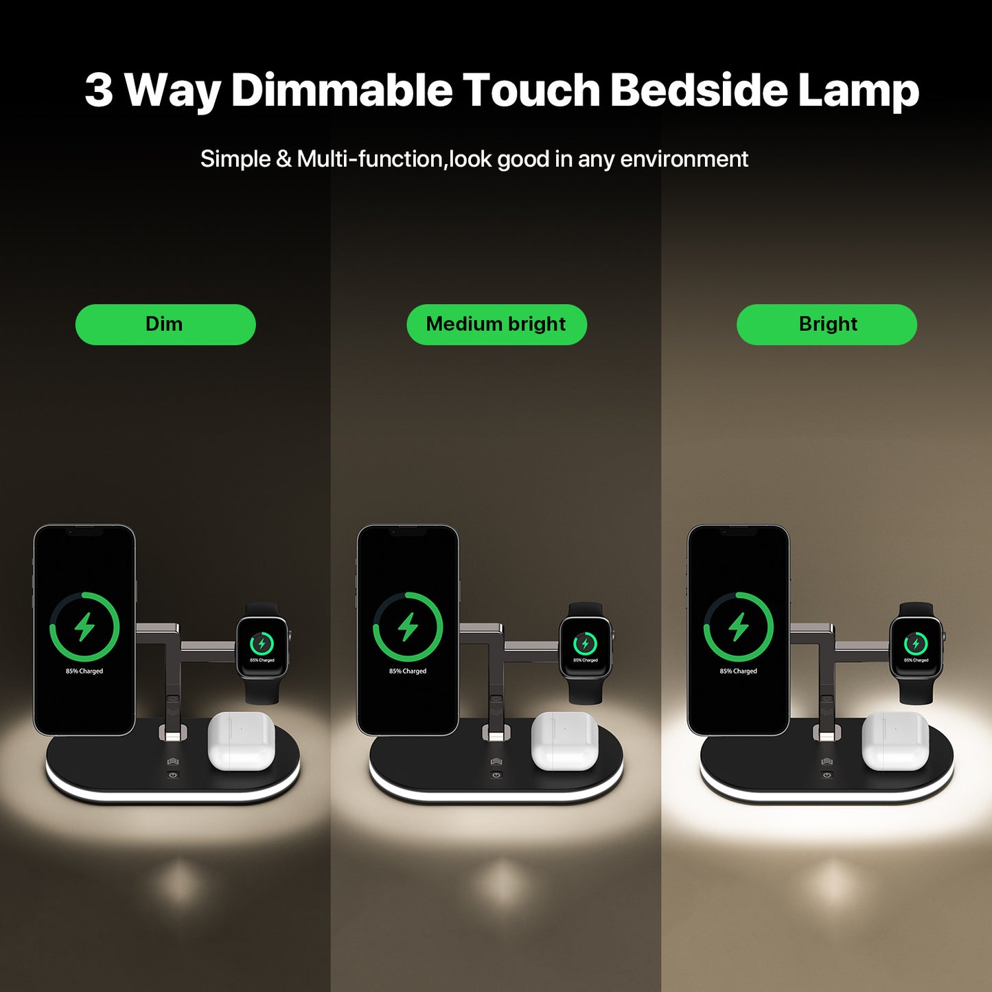 Three-In-One Magnetic Wireless Charger Small Night Lamp Function