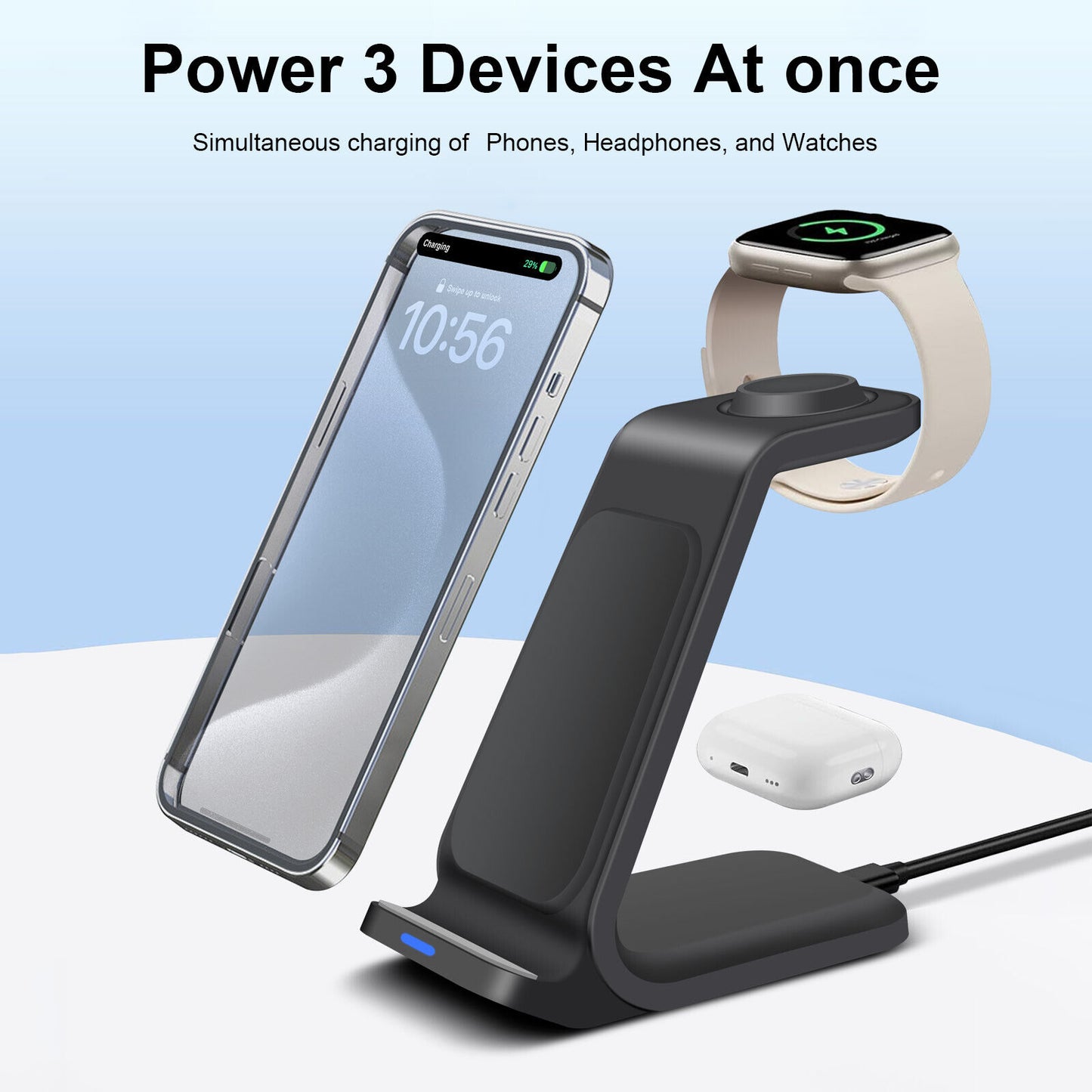 Wireless Charger Dock Charging Station 3 in 1 for Apple Watch Iphone 17 16 15 14
