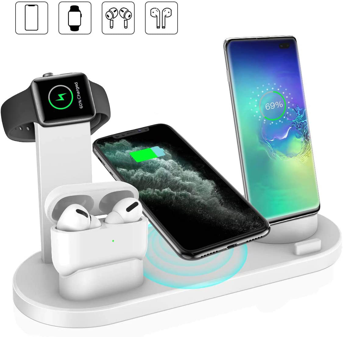 Wireless Charger 4 in 1 Charging Station for Appleiwatch Series 8 7 I-Phone 15 14 13 12 Pro Airpods Pro 3 2 Charging Stand Dock