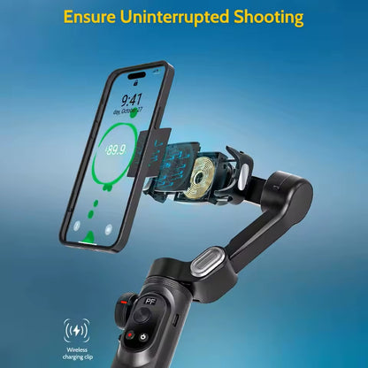 AOCHUAN Gimbal Stabilizer 3-Axis Smart X Pro Professional for Smartphone Wireless Charging OLED Display LED Light Focus Wheel