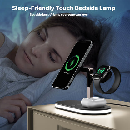 Three-In-One Magnetic Wireless Charger Small Night Lamp Function