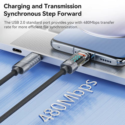 Type C to Type C Cable 100W PD Display Fast Charging Charger USB C to USB C Transparent Cable for Xiaomi Macbook