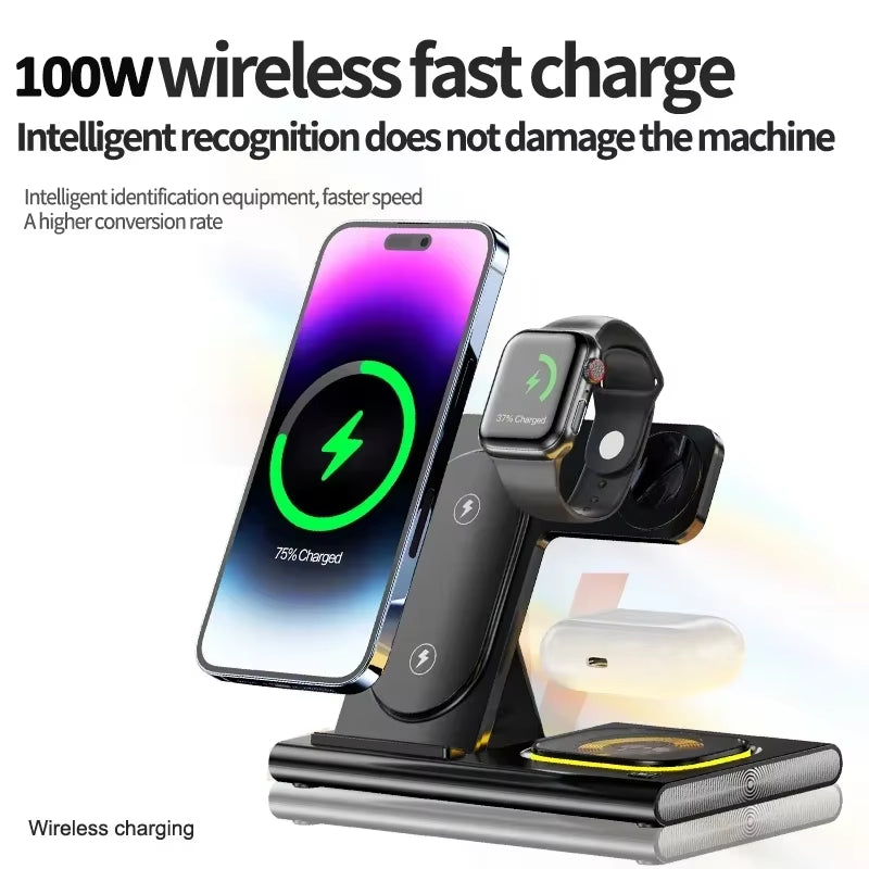 30W 3 in 1 Watch Wireless Charger for Iphone 15 14 13 12 Pro Max Apple Watch 8 7 6 Airpods Foldable Fast Charging Dock Station